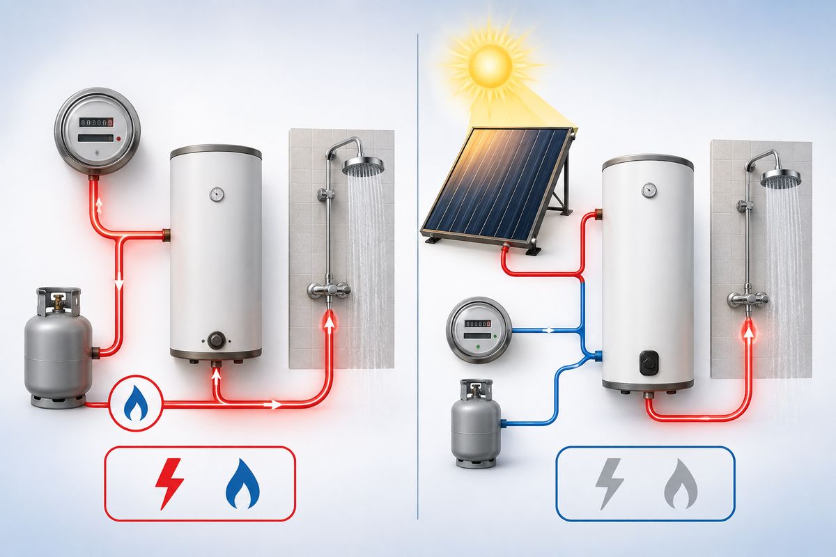 Electric and LPG water heating compared with solar water heating savings